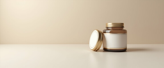Elegant Jar Packaging Mockup: Premium Container Design with Realistic Shading & Detailed Label Integration for Refined Product Presentations