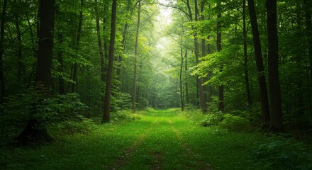 Obraz premium Lush green forest path