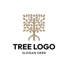 Obraz premium Minimalist tree icon logo vector illustration design. Simple minimalist environment, nature, ecology logo concept.