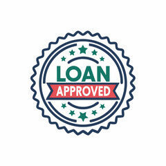 Design a bold, vector illustration of a loan approval stamp, featuring strong lines and a clear, easily readable 