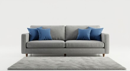 グレーソファ 爽やか青クッション 快適空間