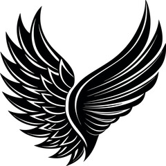 Obraz premium Angel Wing Silhouette Vector, Heaven-Inspired Black Silhouette.