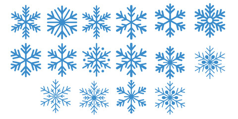 set of black vector various snowflakes silhouettes icon	