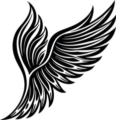 Angel Wing Silhouette Vector, Heaven-Inspired Black Silhouette.