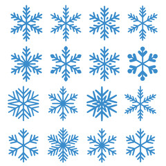 Fototapeta premium set of black vector various snowflakes silhouettes icon 