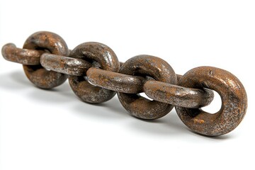 Obraz premium Rusty chain. Close-up view, on white background
