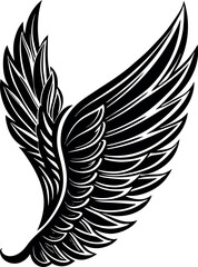 Angel Wing Silhouette Vector, Heaven-Inspired Black Silhouette.