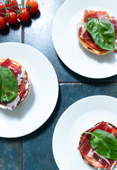toast with jam and vegetables