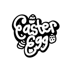 Black and White Easter Egg Lettering with decorative motifs of eggs
