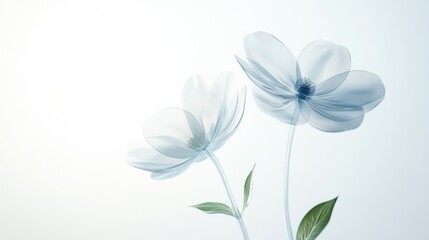 Colorful two spring flowers on white background. Wild flowers, spring grass seamless pattern 3d realistic. Minimal scene for model products, stage showcase, promotion display.