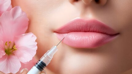 Close up View of Meticulous Lip Filler Injection Procedure by Skilled Medical Professional Focusing on Precision and Comfort for the Patient