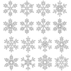set of black vector various snowflakes silhouettes icon	
