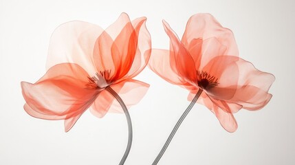 Colorful two spring flowers on white background. Wild flowers, spring grass seamless pattern 3d realistic. Minimal scene for model products, stage showcase, promotion display.