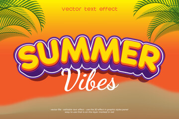 Summer vibes editable 3D text effect