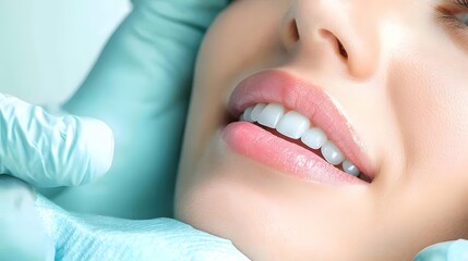 Close Up Photograph Highlighting an Advanced Laser Lip Rejuvenation Treatment in a Modern Medical Clinic Setting  The Image Focuses on the High Tech Medical Device Used for the Cosmetic Procedure