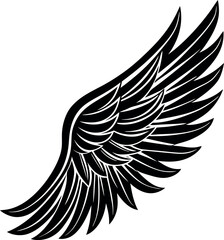 Angel Wing Silhouette Vector, Heaven-Inspired Black Silhouette.