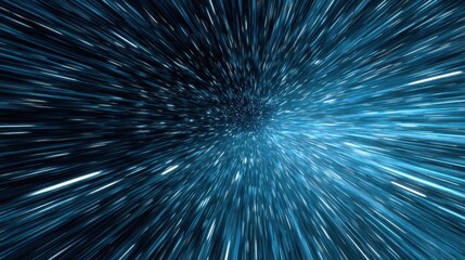 Fototapeta premium Hyperspace light speed jump with starfield illustration symbolizing futuristic travel through digital portal