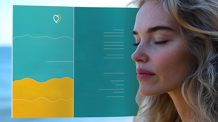 Creative brochure for an eldercare facility uses warm colors and a gentle care symbol with large blank areas for service listings evoking comfort and trust