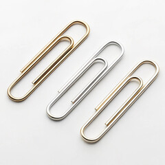 Paper fasteners set for securing documents on white background