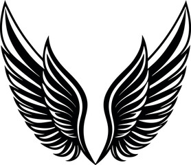 Angel Wing Silhouette Vector, Heaven-Inspired Black Silhouette.