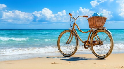 Obraz premium Beach bike, sunny day, vintage style