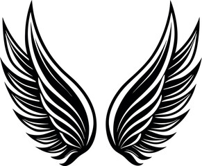 Angel Wing Silhouette Vector, Heaven-Inspired Black Silhouette.