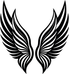 Obraz premium Angel Wing Silhouette Vector, Heaven-Inspired Black Silhouette.