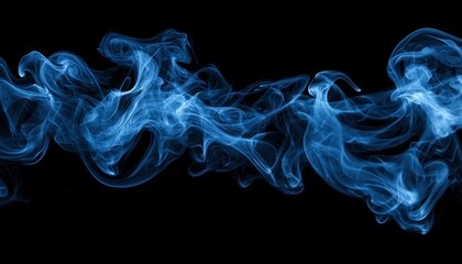 Fototapeta premium Abstract blue smoke swirls on black background