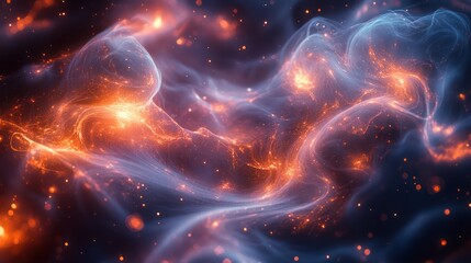 Obraz premium Glowing spirals and soft pastel waves form a dreamy, radiant abstract landscape.