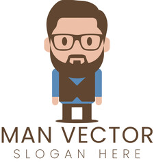 Stylish Bearded Man Vector Illustration Design Avatar art icon logo male cool   