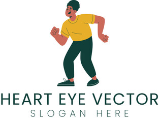 Happy Man Dancing Vector Illustration Graphic Design fun art flat male shirt    