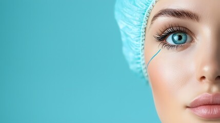 Close up Photograph of a Medical Professional Carefully Marking Precise Lines on a Patient s Eyelids Before a Cosmetic Refinement Procedure