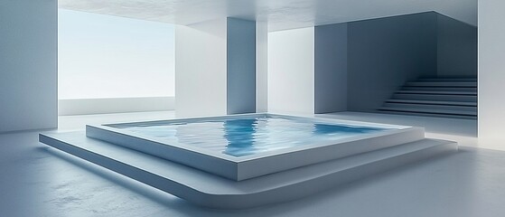 Obraz premium Serene Water Pool in Minimalist Interior Design