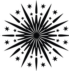 Naklejka premium Classic Black Firework Burst Silhouette Festive Celebration Design