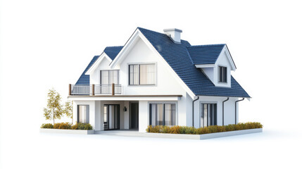 Architecture 3d rendering illustration of modern  house isolated on white background