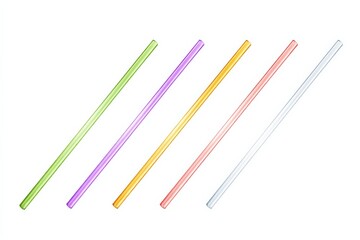 Five pastel-colored straws arranged diagonally against a white background.  Perfect for summer drinks!