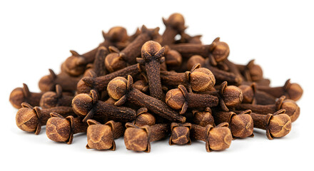 Pile Of Brown Dried Cloves Isolated On White Background Showing Detailed Texture
