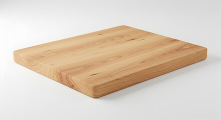 Wooden Rectangular Cutting Board Isolated On White Surface With Detailed Wood Grain