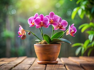 Beautiful Phalaenopsis Orchid Gift Plant in Pot, Close Up