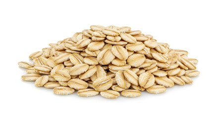 Pile Of Rolled Oats Isolated On White Background Showing Texture