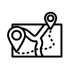 Route Map Vector Line Icon Design