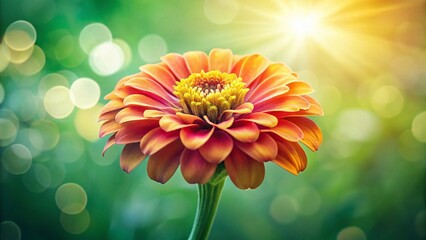 Backlit Zinnia Flower Macro Photography - Vibrant Green Background