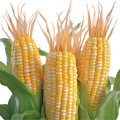 corn cob on the cob isolated on white and transparent background. PNG cutout. corn cob, corn on the cob, sweet corn, isolated corn, corn cob isolated, corn PNG, cutout corn, transparent background,