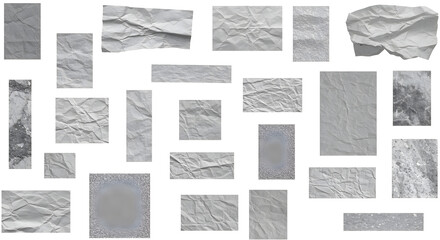 Textured Gray Paper Fragments On A White Background In A Collage