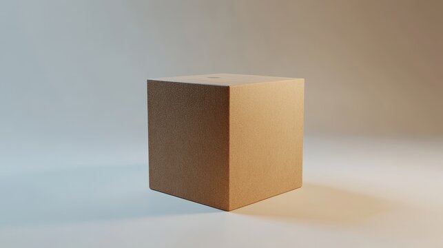 A plain cardboard box, shown in a 3D picture against a white backdrop.
