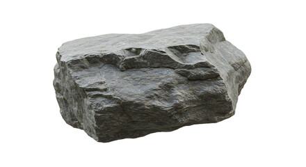 Textured Grey Rock Isolated on White Background Shows Natural Rough Details