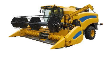 Obraz premium Yellow Combine Harvester Isolated Against White Background Agriculture Technology and Farming Equipment