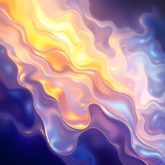Fototapeta premium Dreamy abstract artwork, iridescent colors, warm golds and cool blues, ethereal fluid forms, interplay of light and shadow art illustration design