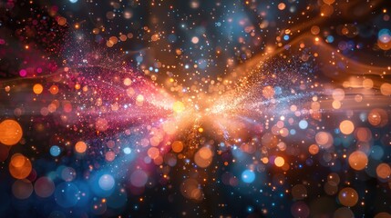 Obraz premium Iridescent glitter explosion frozen in mid-air, prismatic light reflections on each particle