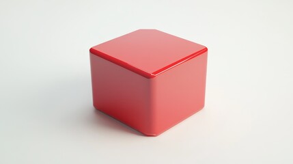 Fototapeta premium A red hexagonal box, shown in a 3D image, is set against a white backdrop. 